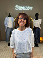 T Shirt Petit Pois Blanc et Bleu