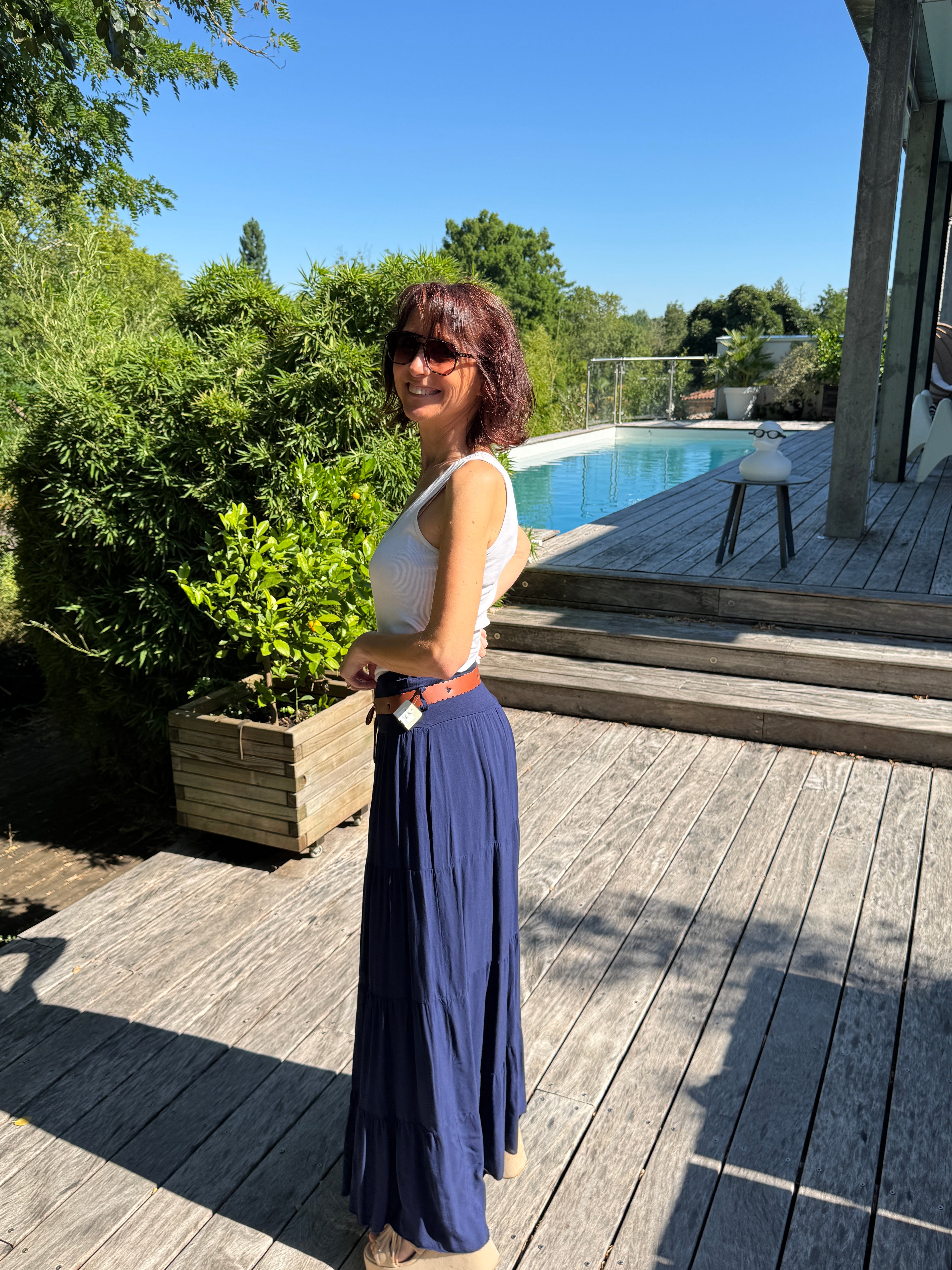 Jupe légère Ceinture Bleu Marine