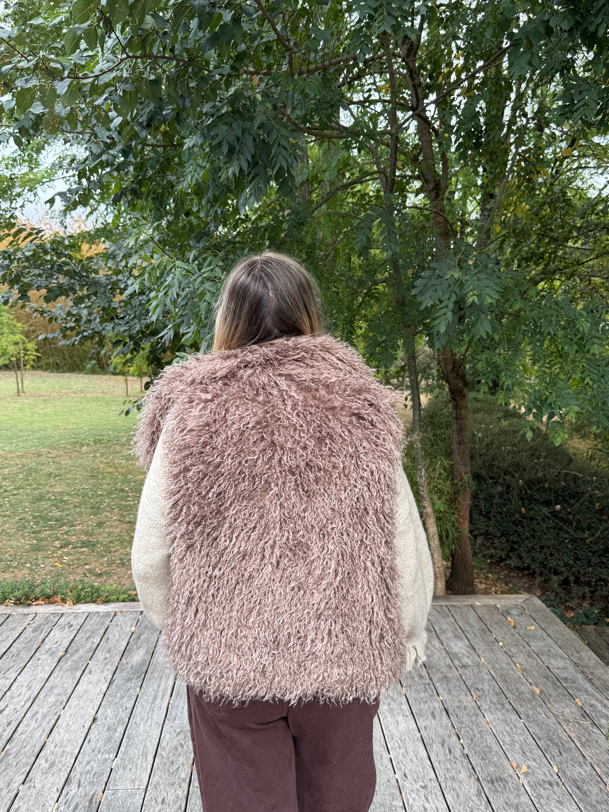 Gilet mouton de Mongolie taupe