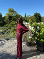 Pantalon sport chic bordeaux