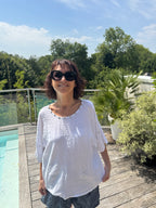 T Shirt Lin Étoiles Blanc