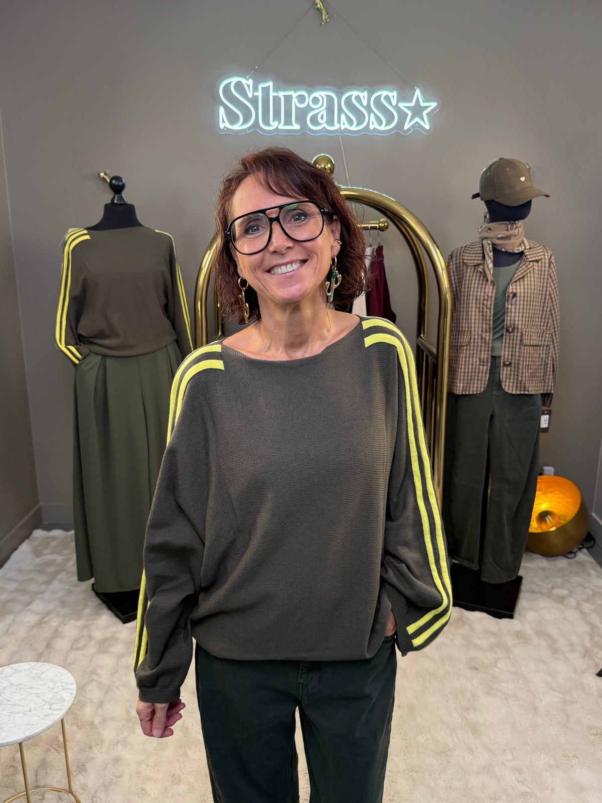 Pull Natacha kaki et jaune