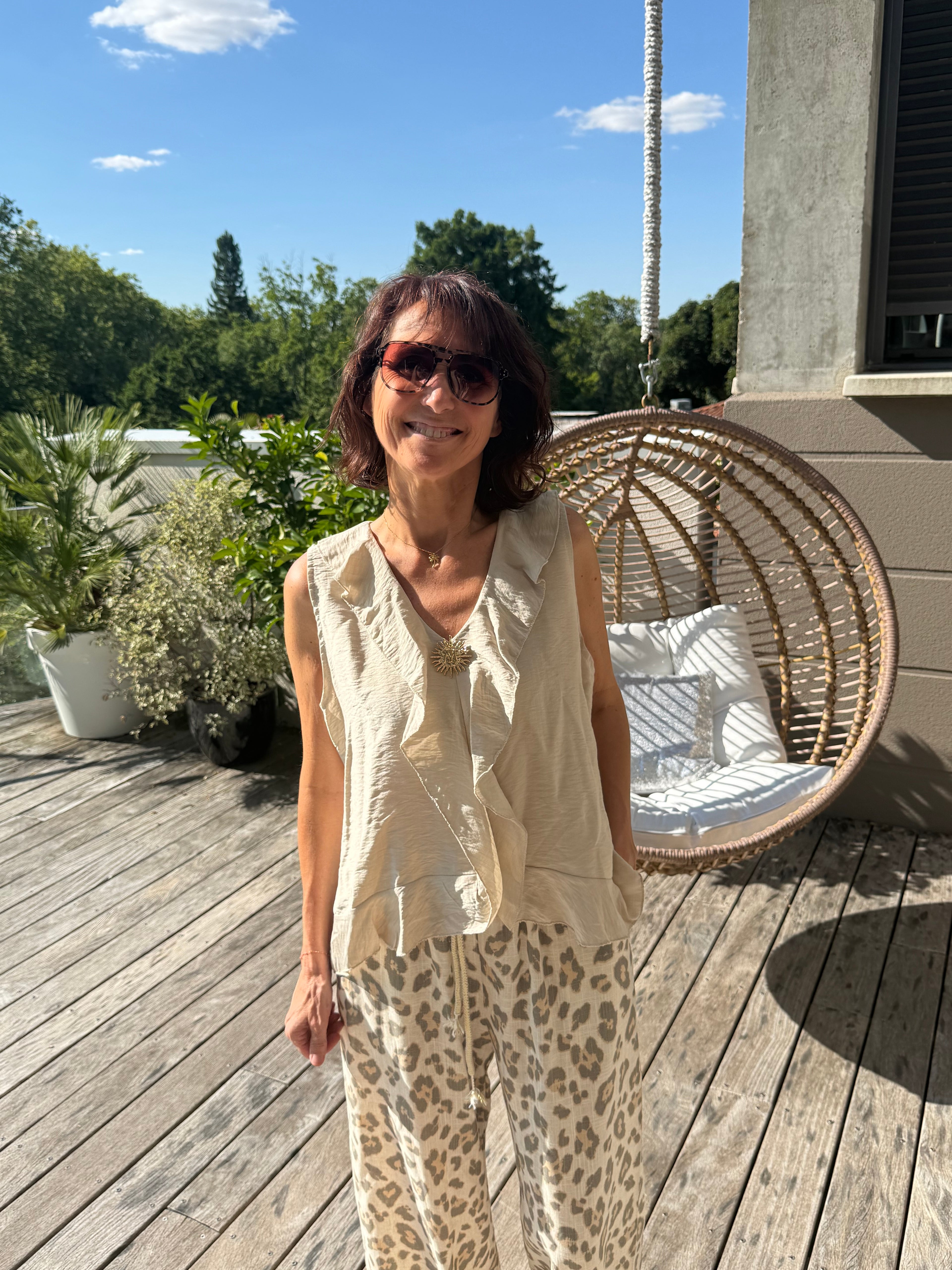 Débardeur Soleil Broche Beige