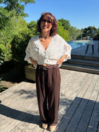 Pantalon Lin et Viscose Ceinture Choco