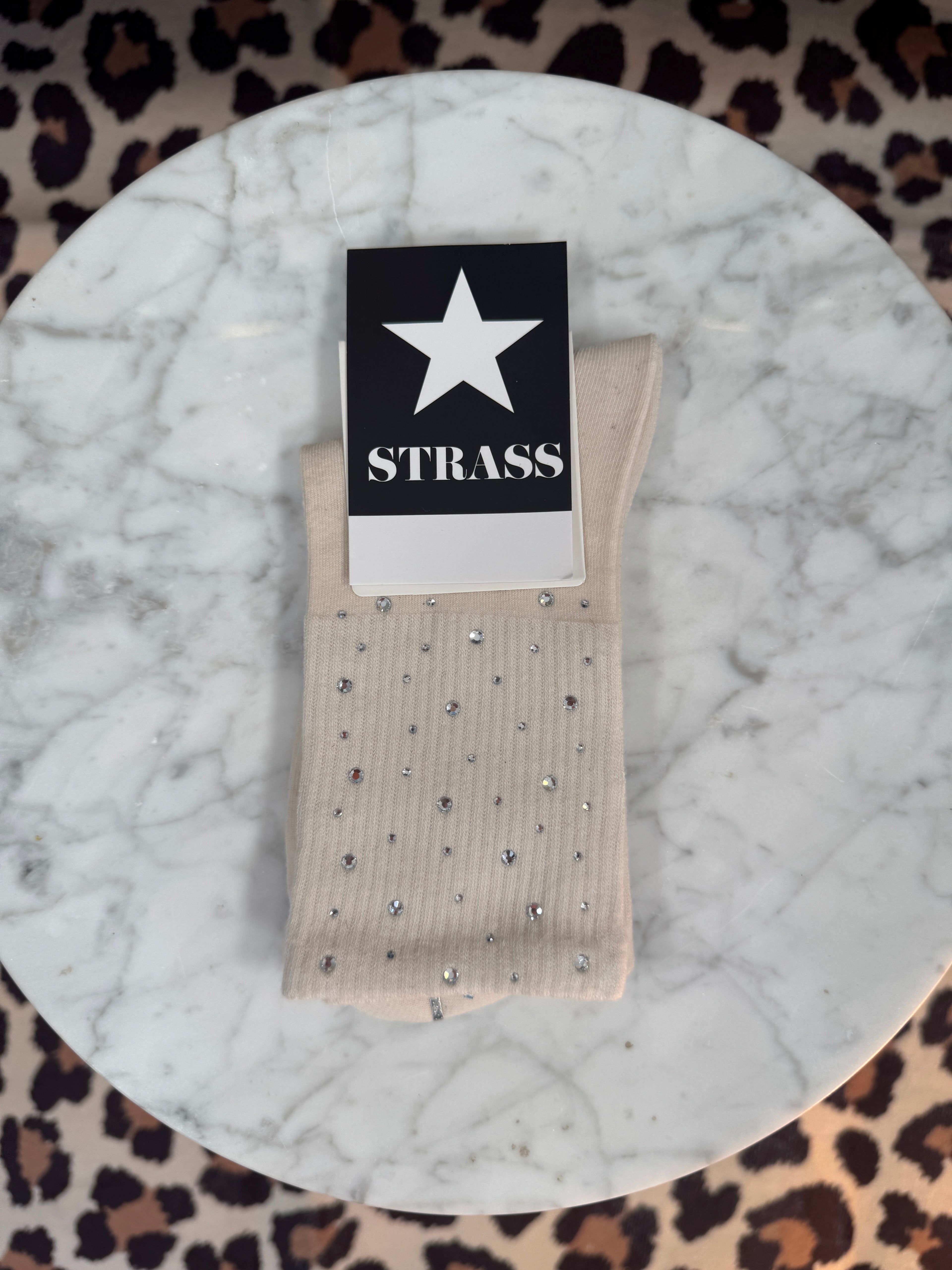 Chaussettes Mi Haute Strass Écrue