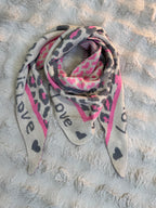 Écharpe Love Is Love Beige, rose et Gris