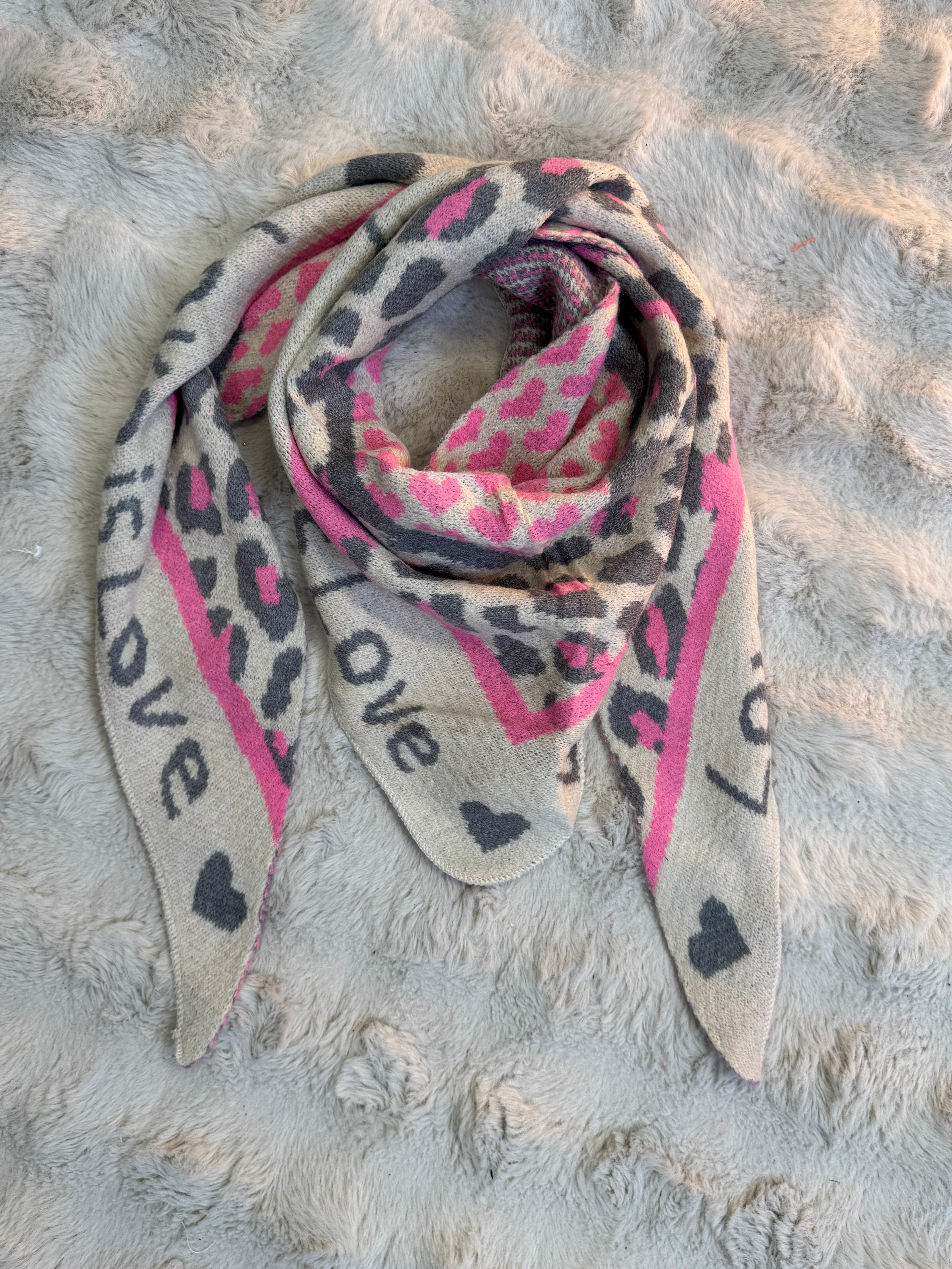 Écharpe Love Is Love Beige, rose et Gris