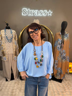 Blouse + Sautoir Leonie Bleu