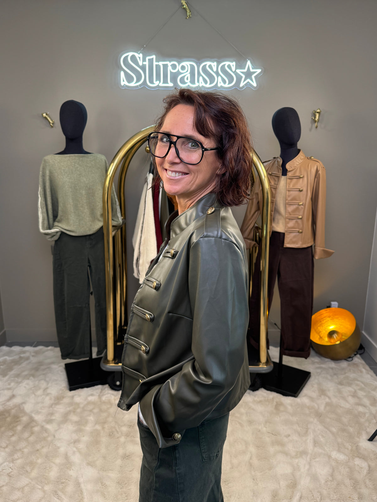 Veste Simili Brandebourg Kaki