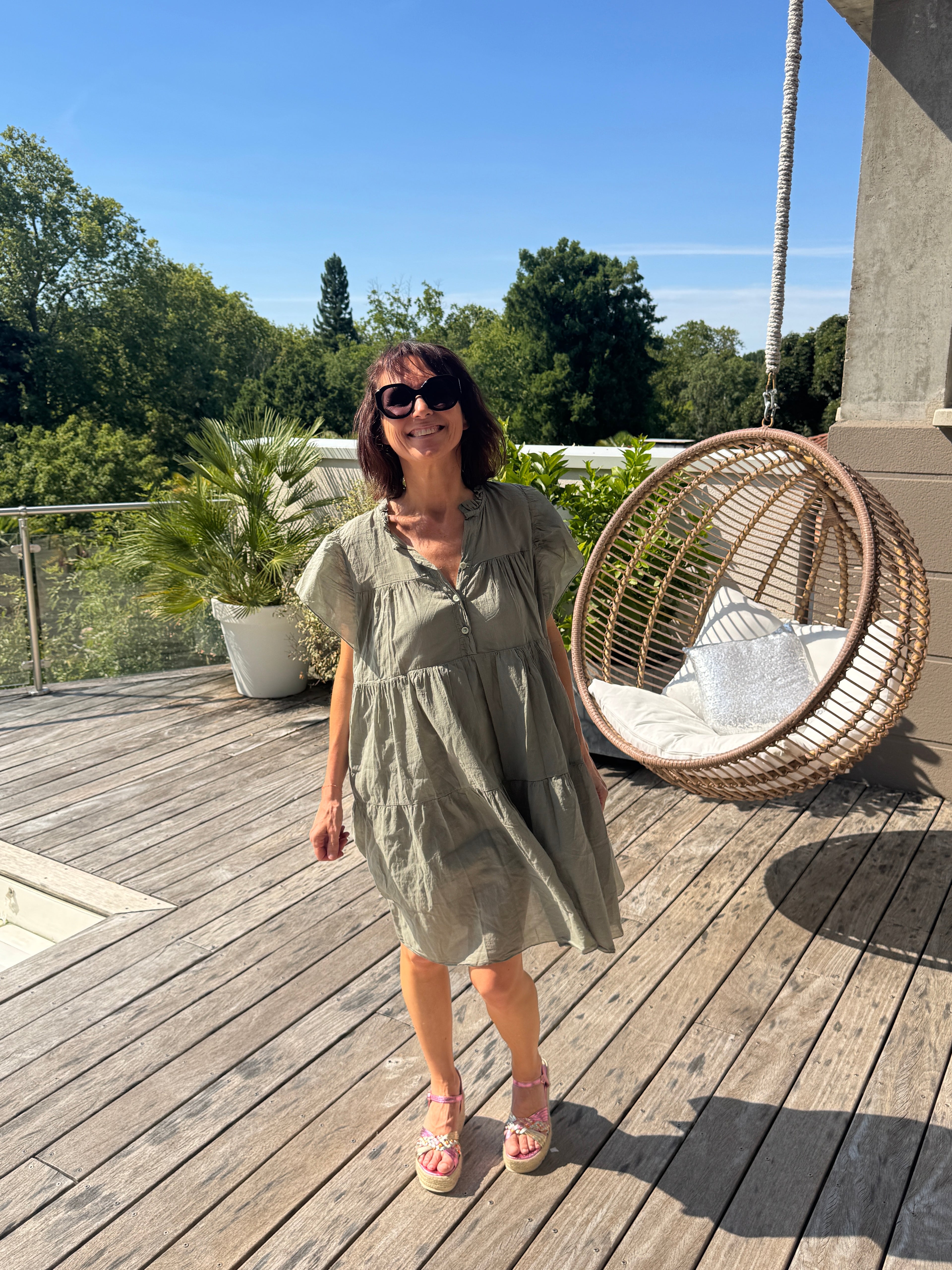 Robe Voile Légère Kaki