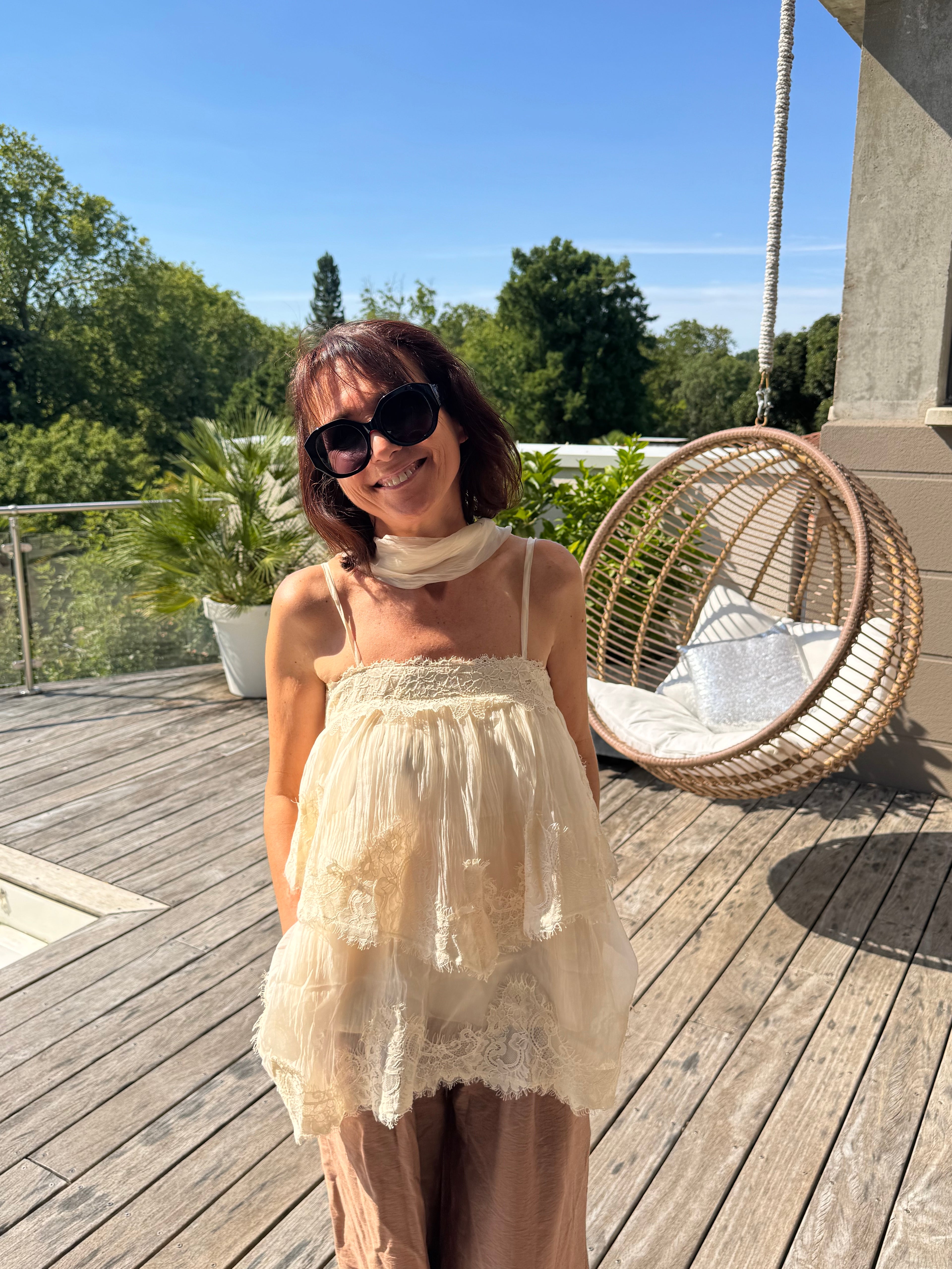 Top Yolande Dentelle Beige