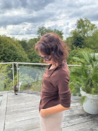 Pull gilet drapé choco