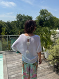 Pull Fleur Dos Blanc