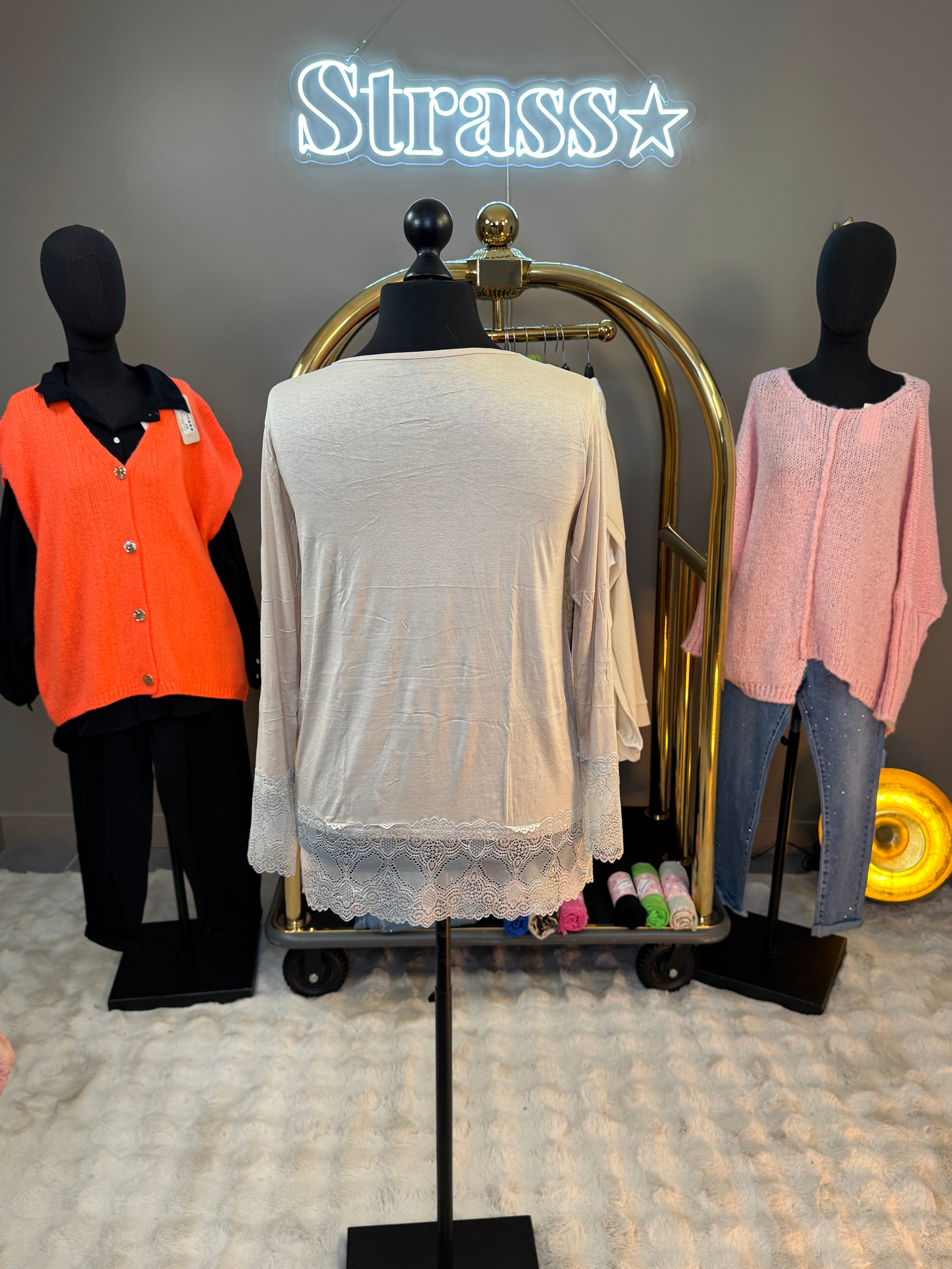 Top Chaleur Grande Taille Beige