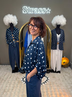 Chemise Pois Broches Bleue