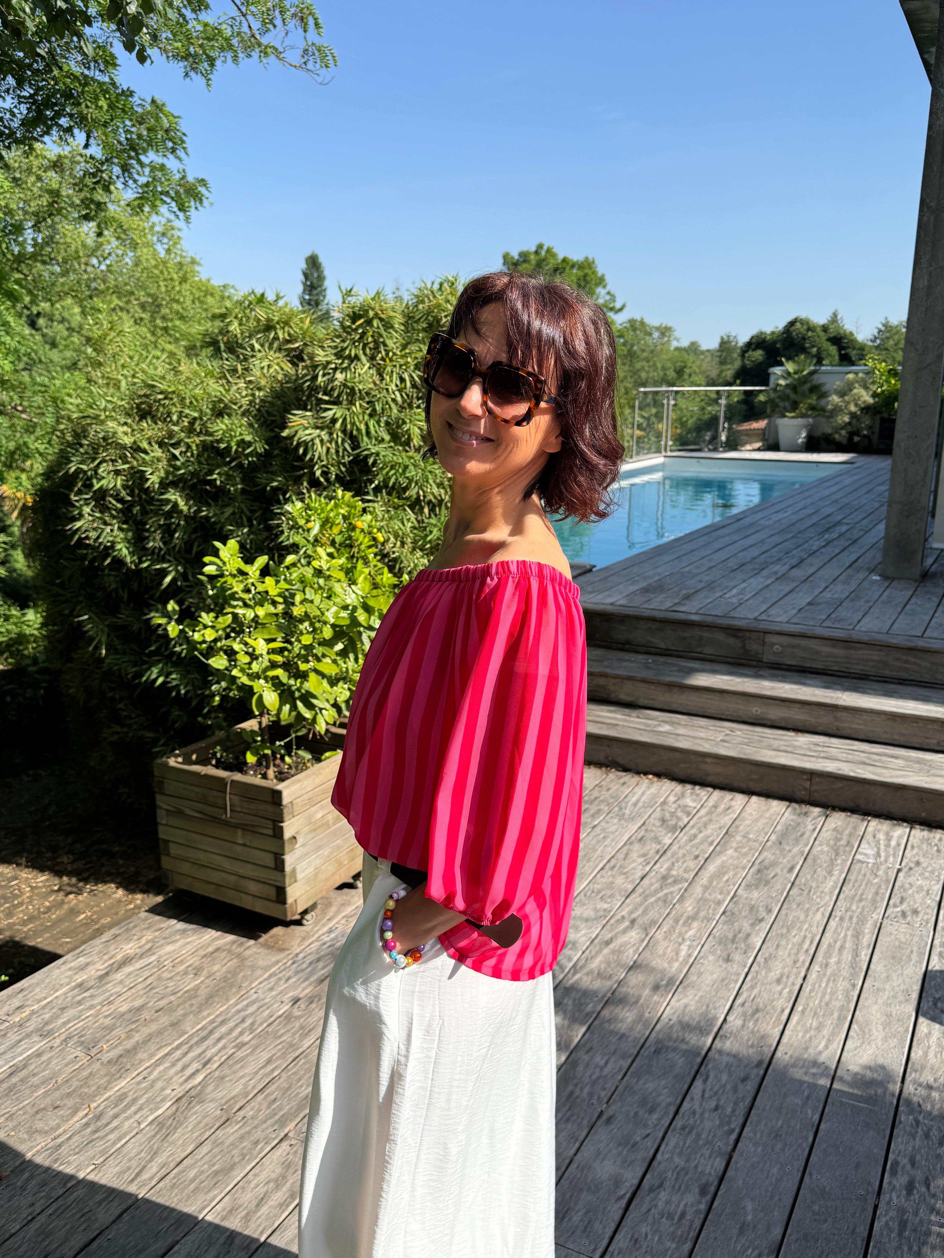 Blouse Rayé Lilou Rose