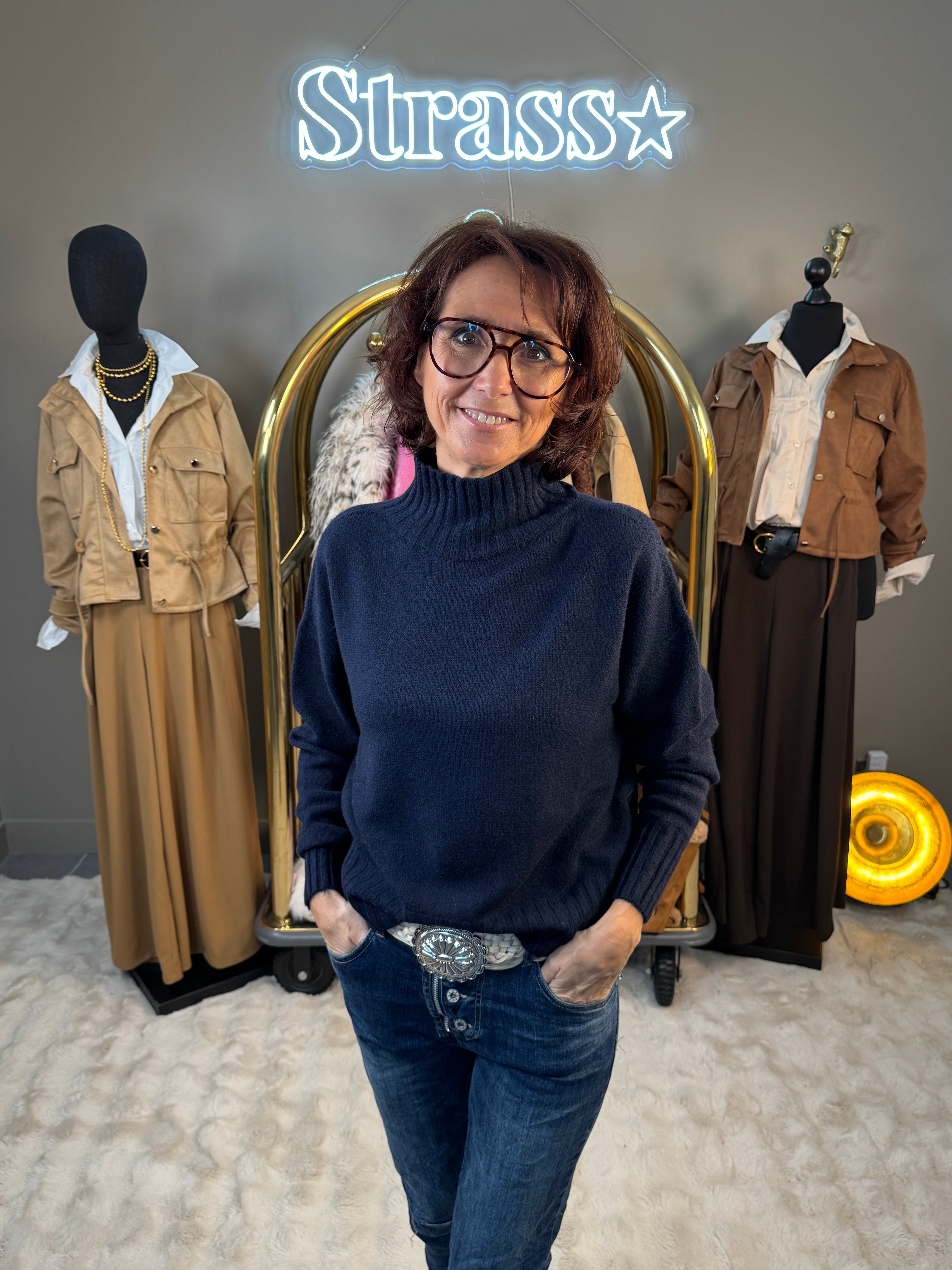 Pull Max Col Montant Bleu Marine