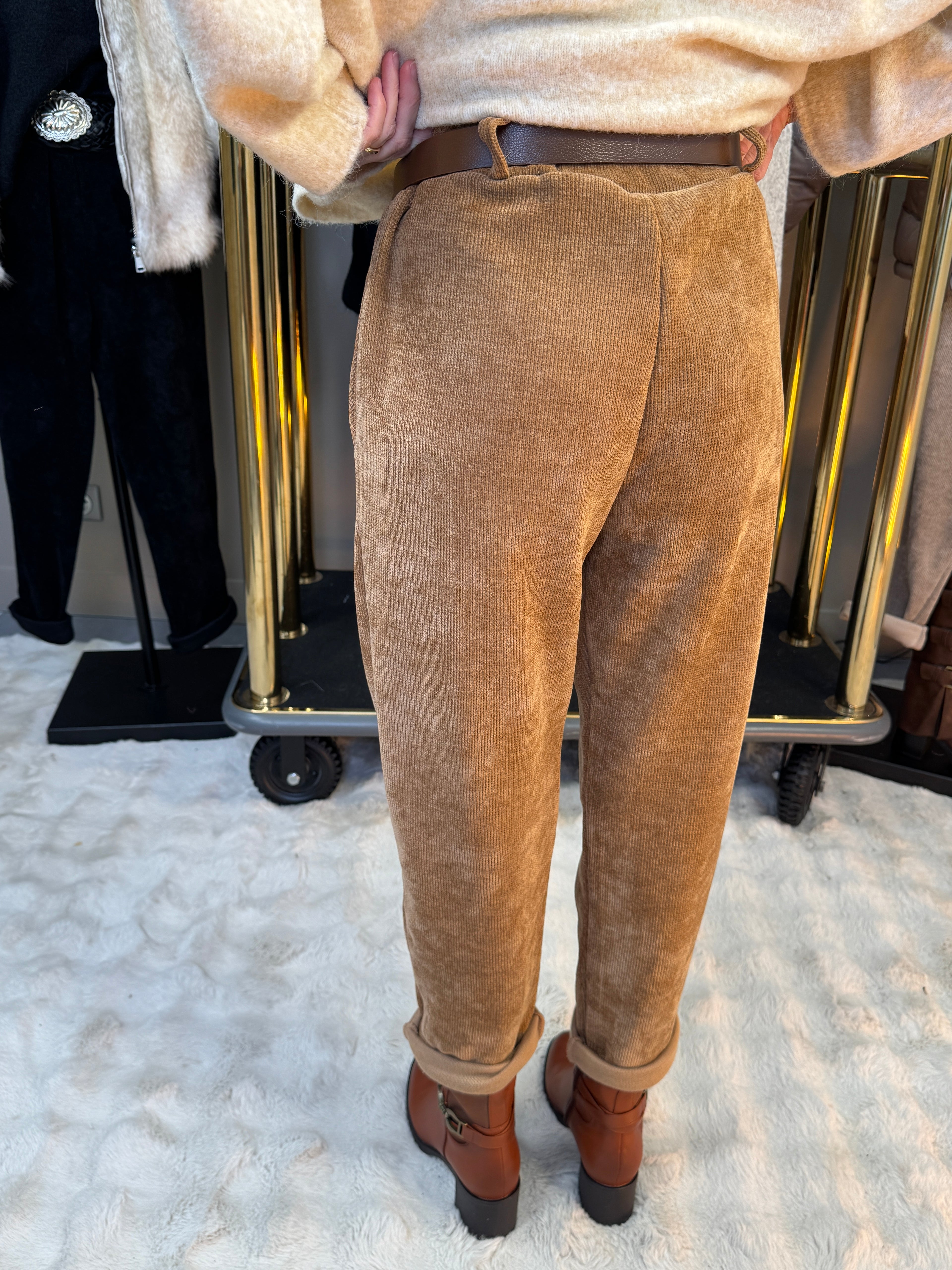 Pantalon Confort Velours Camel