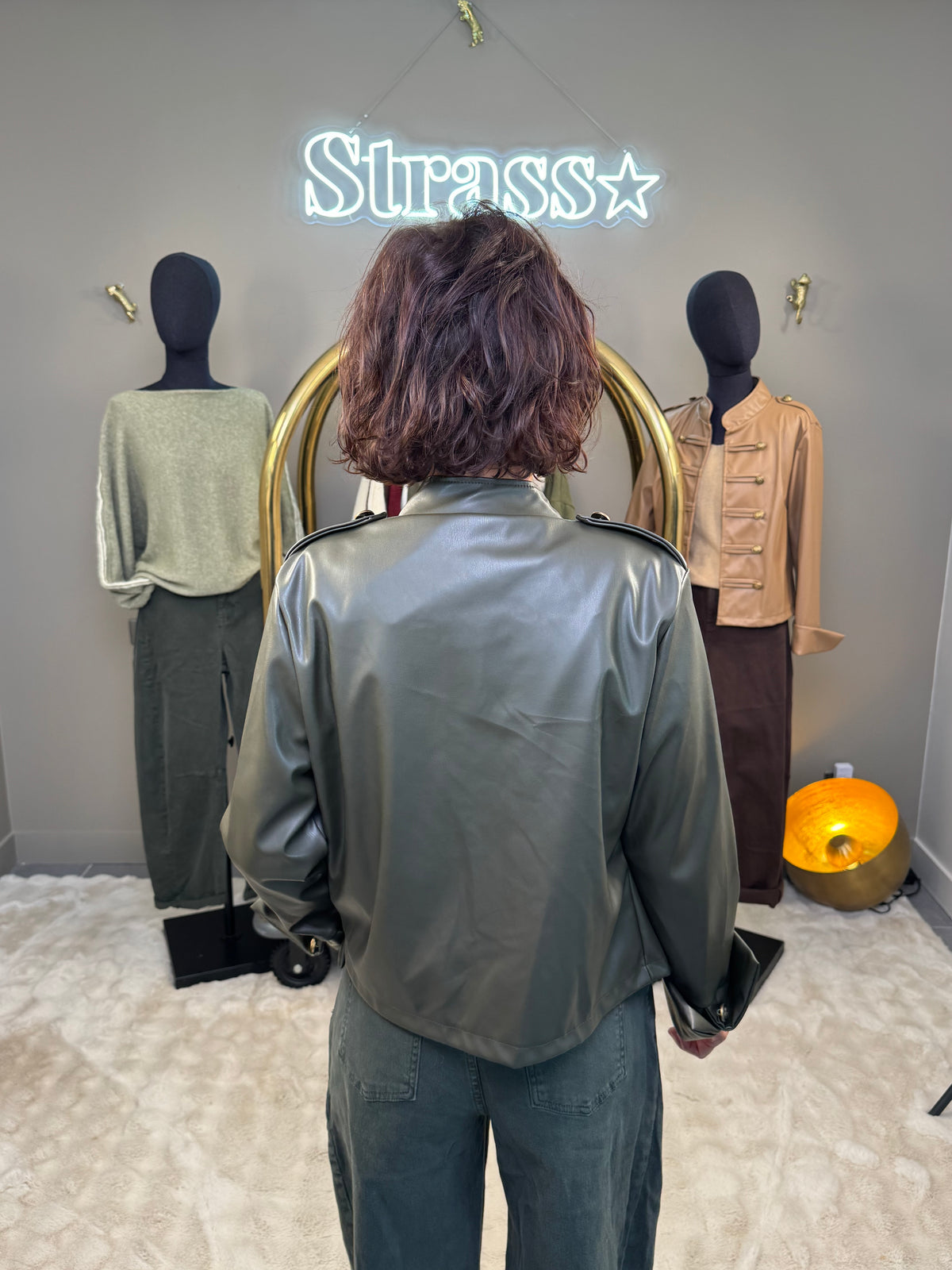 Veste Simili Brandebourg Kaki