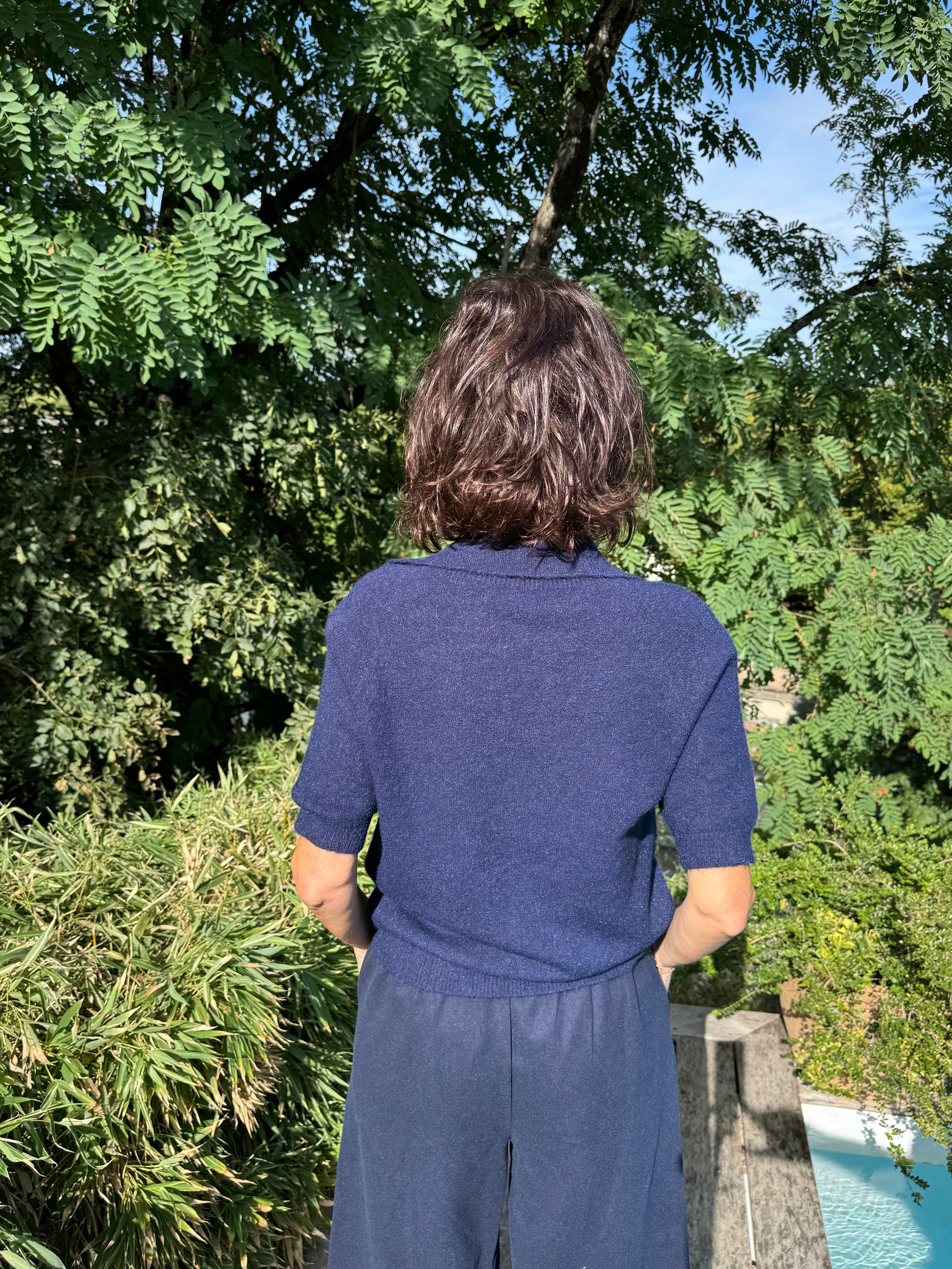 Pull Polo Manches Courtes Bleu Marine