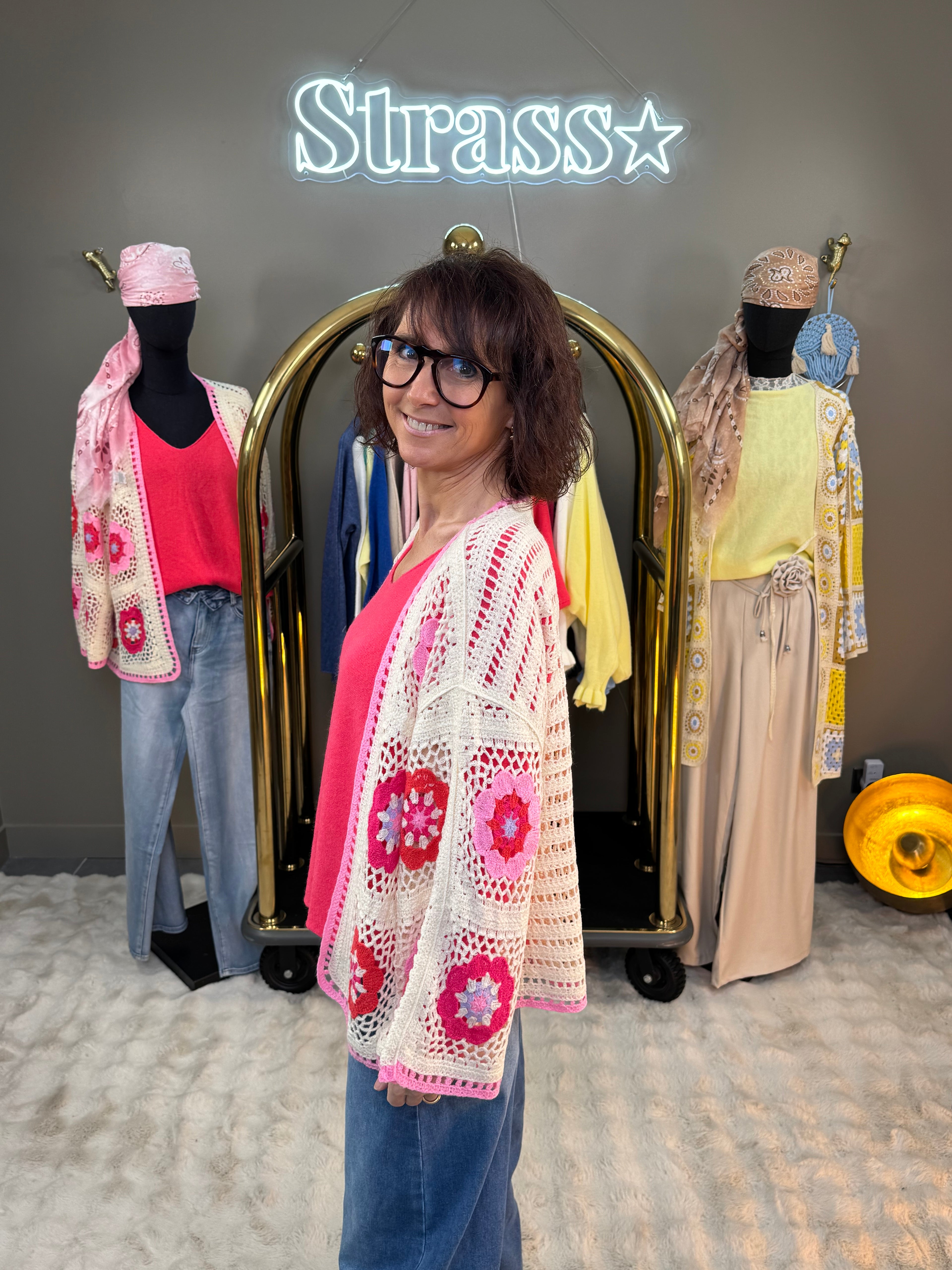 Gilet Crochet Flower Rose