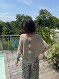 Pull Fleur Dos Beige