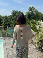 Pull Fleur Dos Beige
