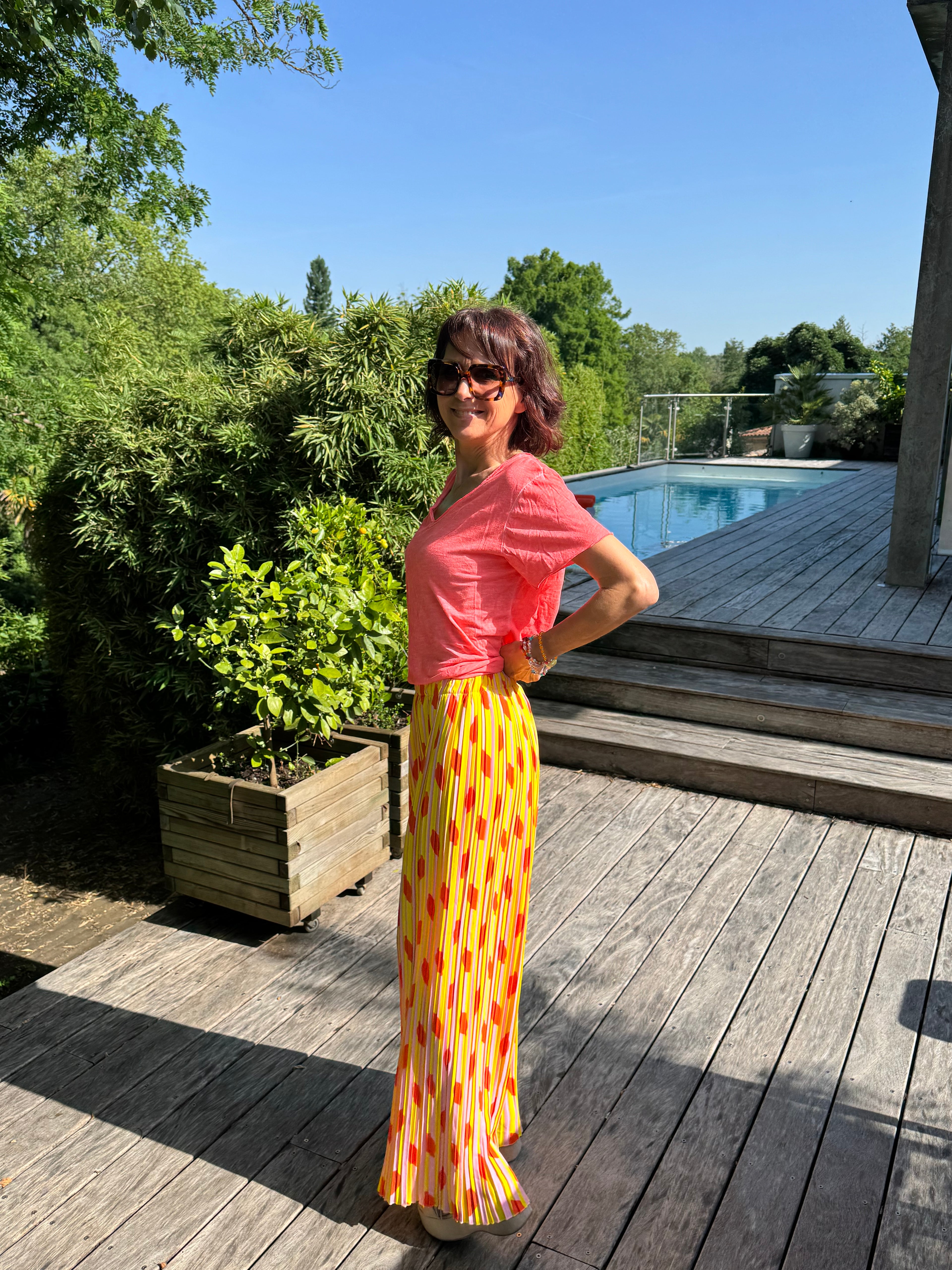 Pantalon Rayé Citron