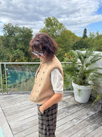 Gilet moumoute Brandebourg camel