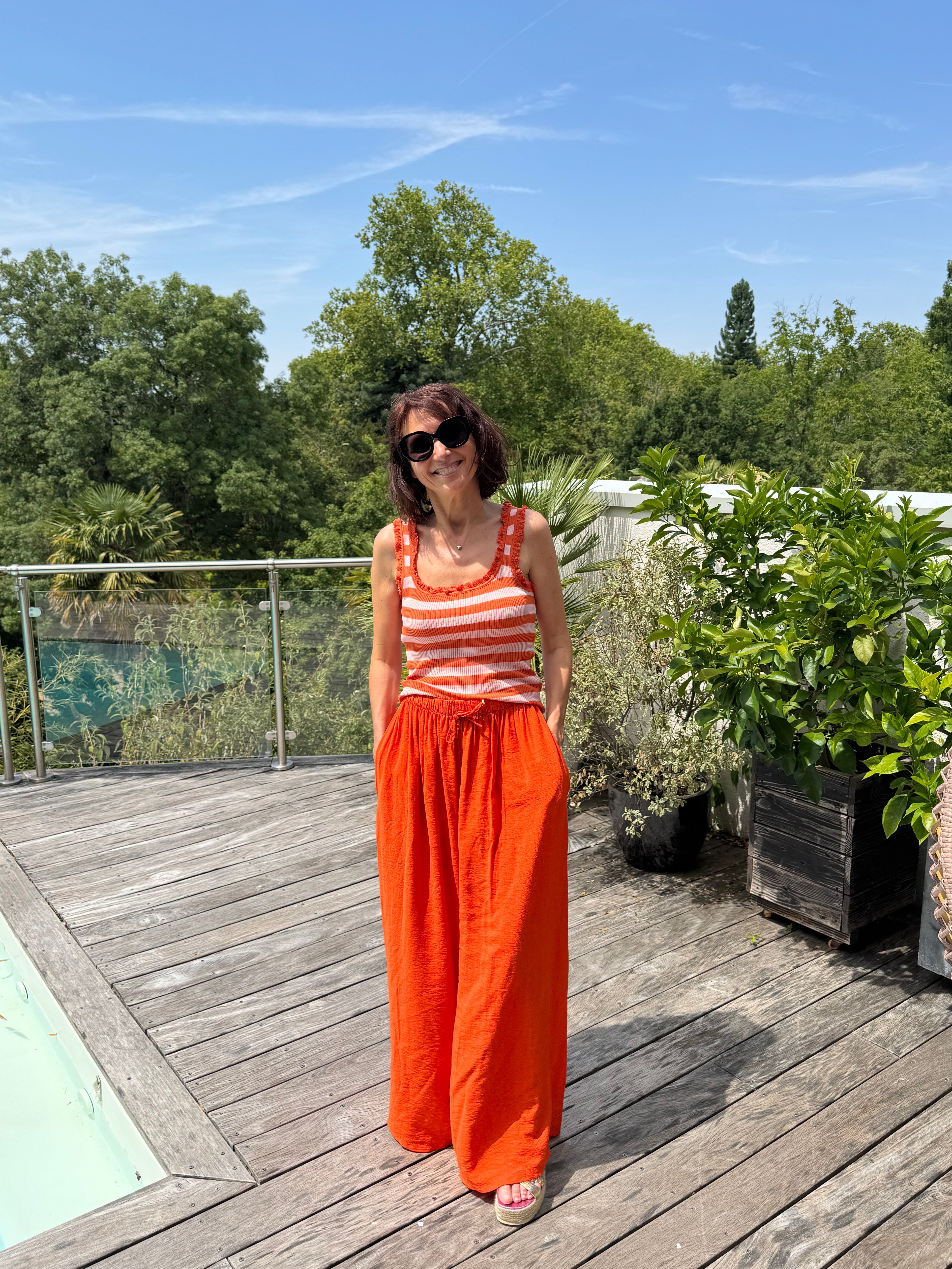 Pantalon Uni Viscose Orange