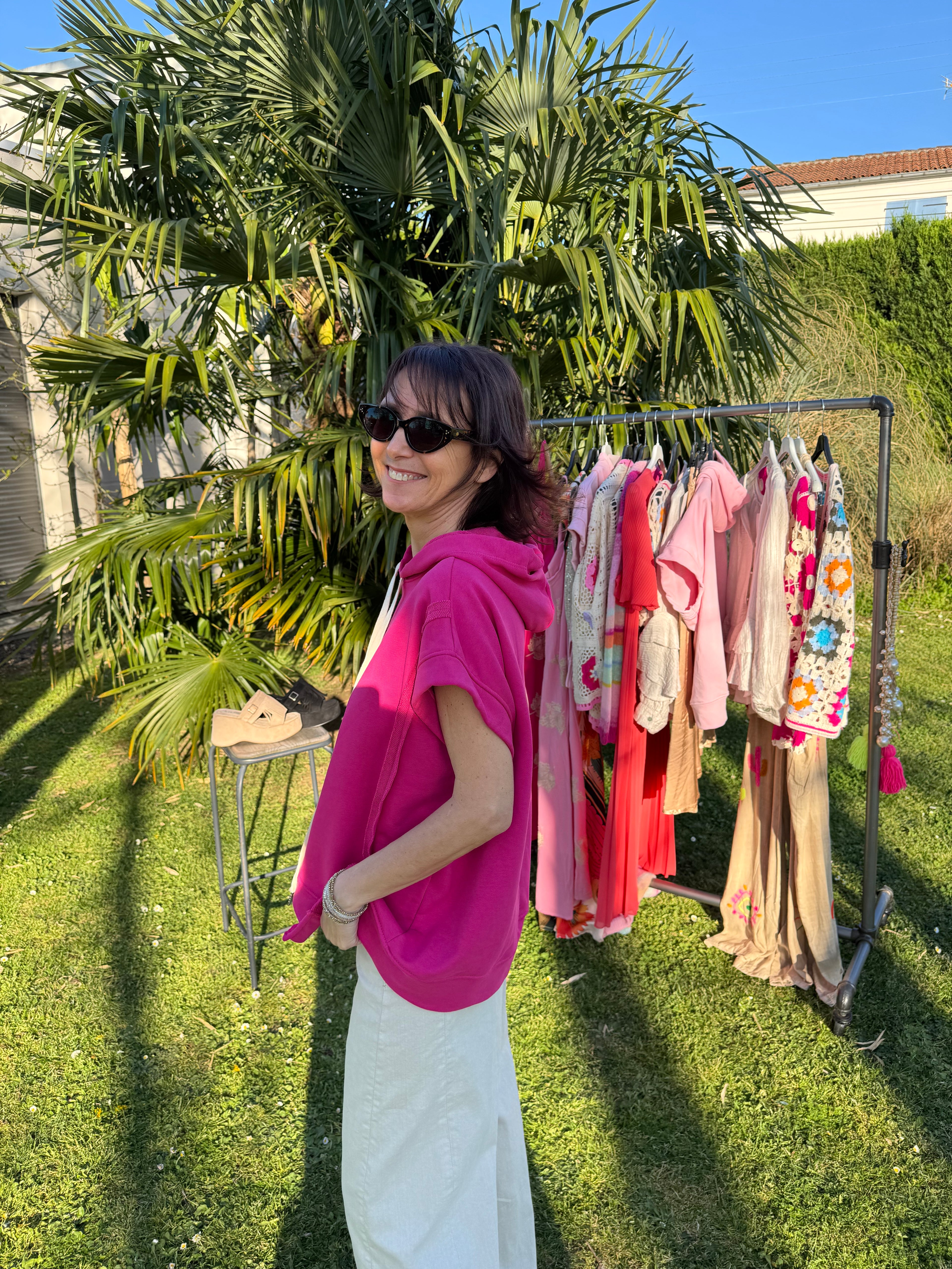 Sweat Sans Manche Fuchsia