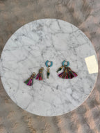 Boucles D’oreilles poisson pompon bleu