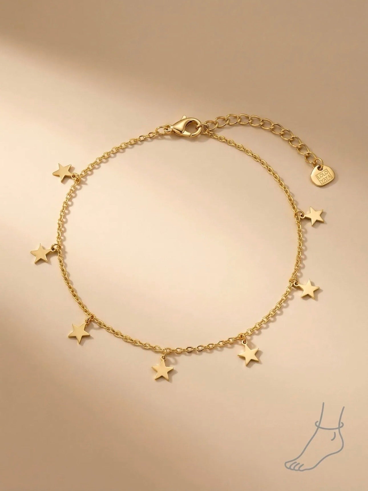 Chaine de Cheville Étoiles Dorée