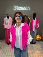 Gilet Mohair Sans Manche Rose Fluo