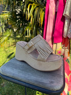 Sabot Mocassin Compensé Beige