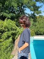 Top Dos Dentelle Bleu Marine