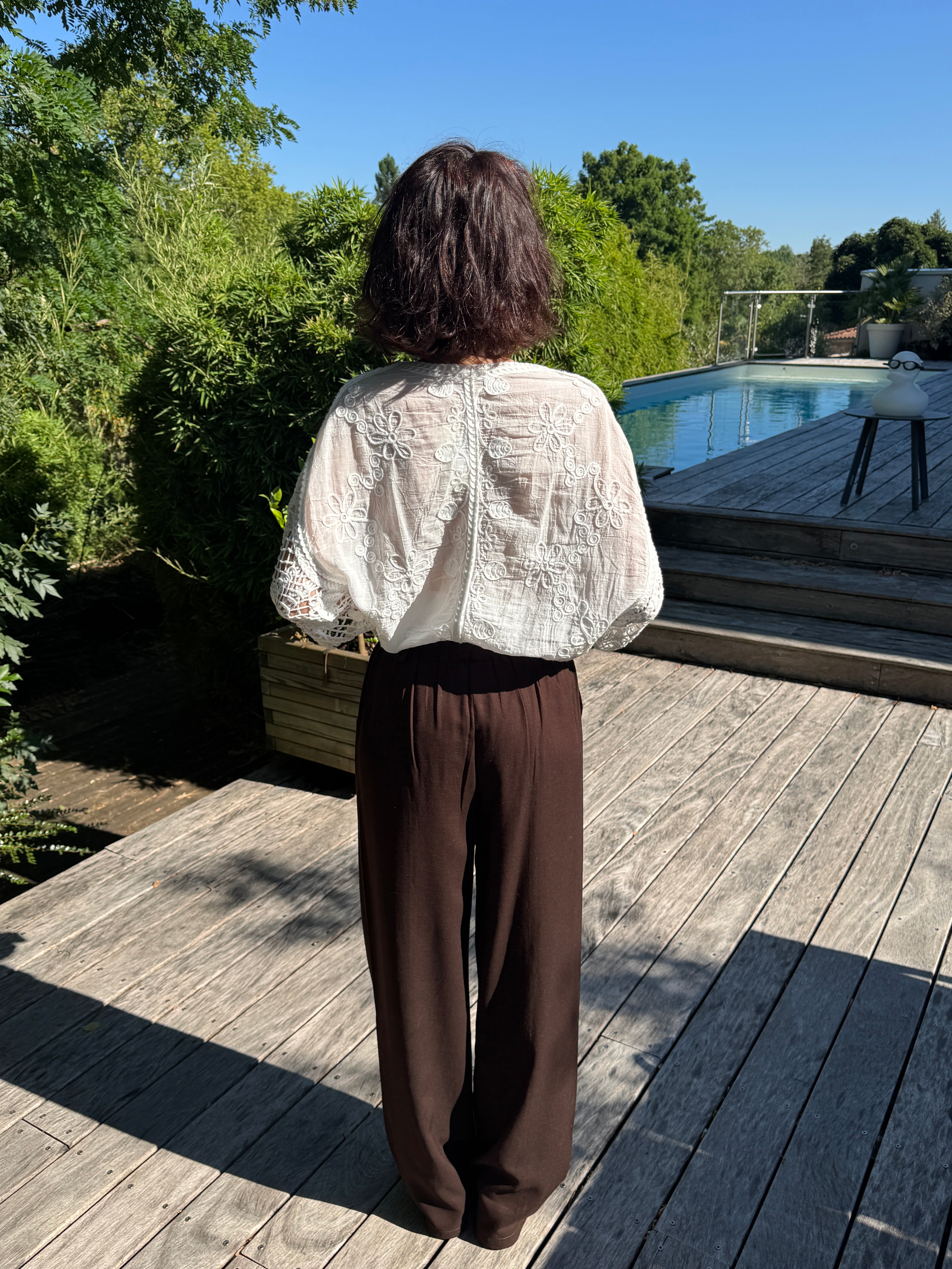 Pantalon Lin et Viscose Ceinture Choco