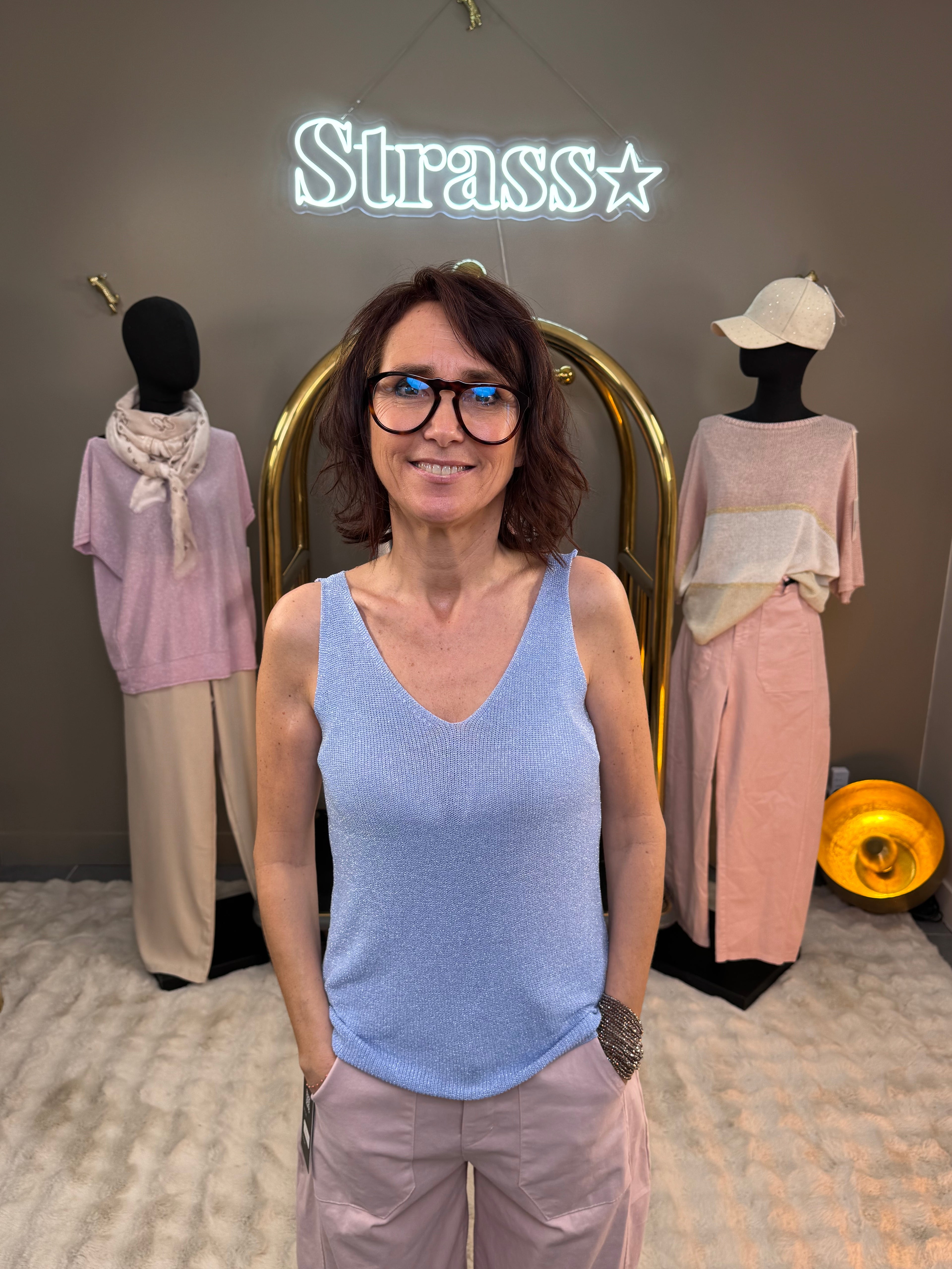 Débardeur Lamé Bleu Ciel