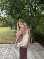 Gilet mouton de Mongolie taupe