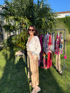 Jupe Satin Poche Camel