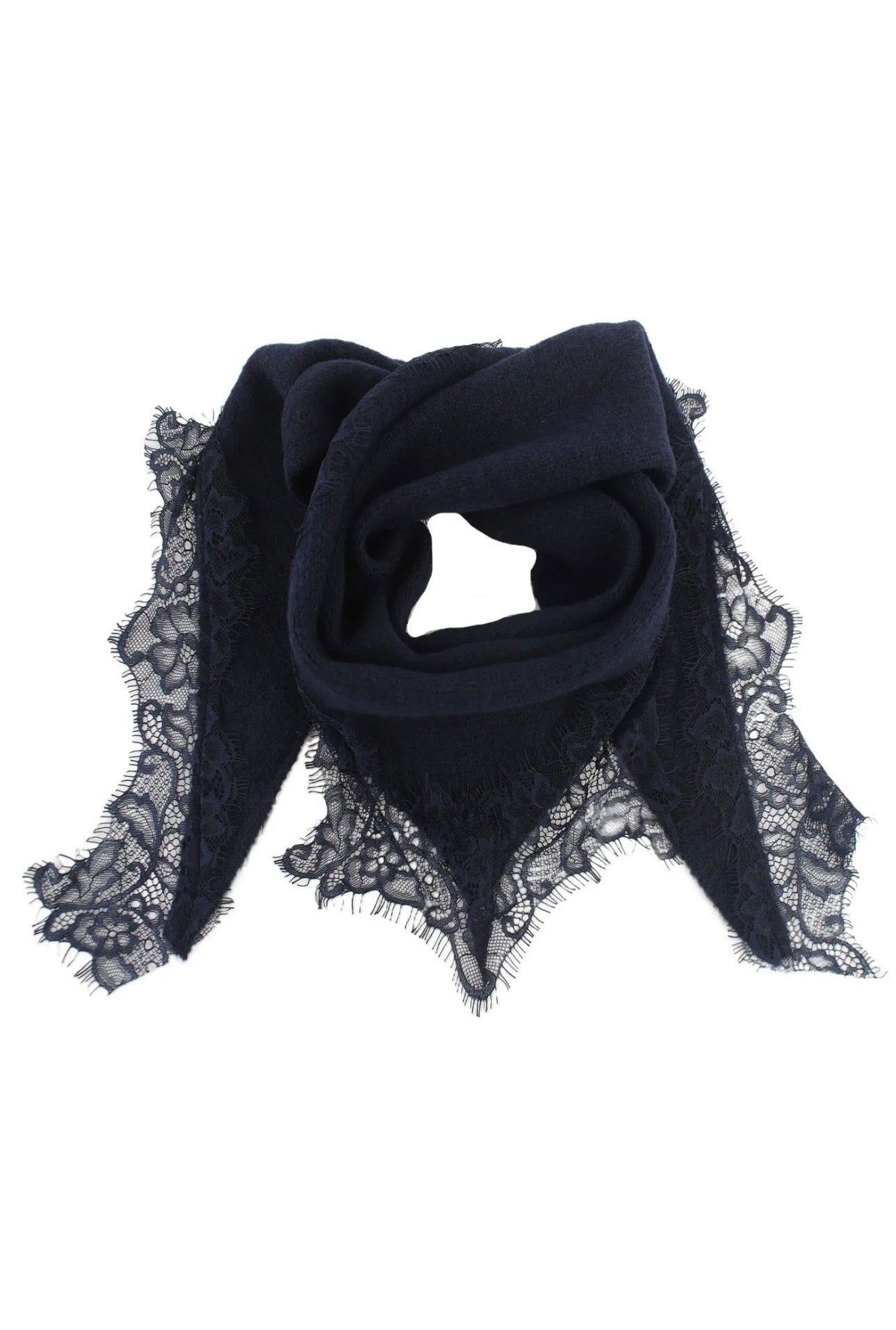 Écharpe dentelle triangle Bleu Marine