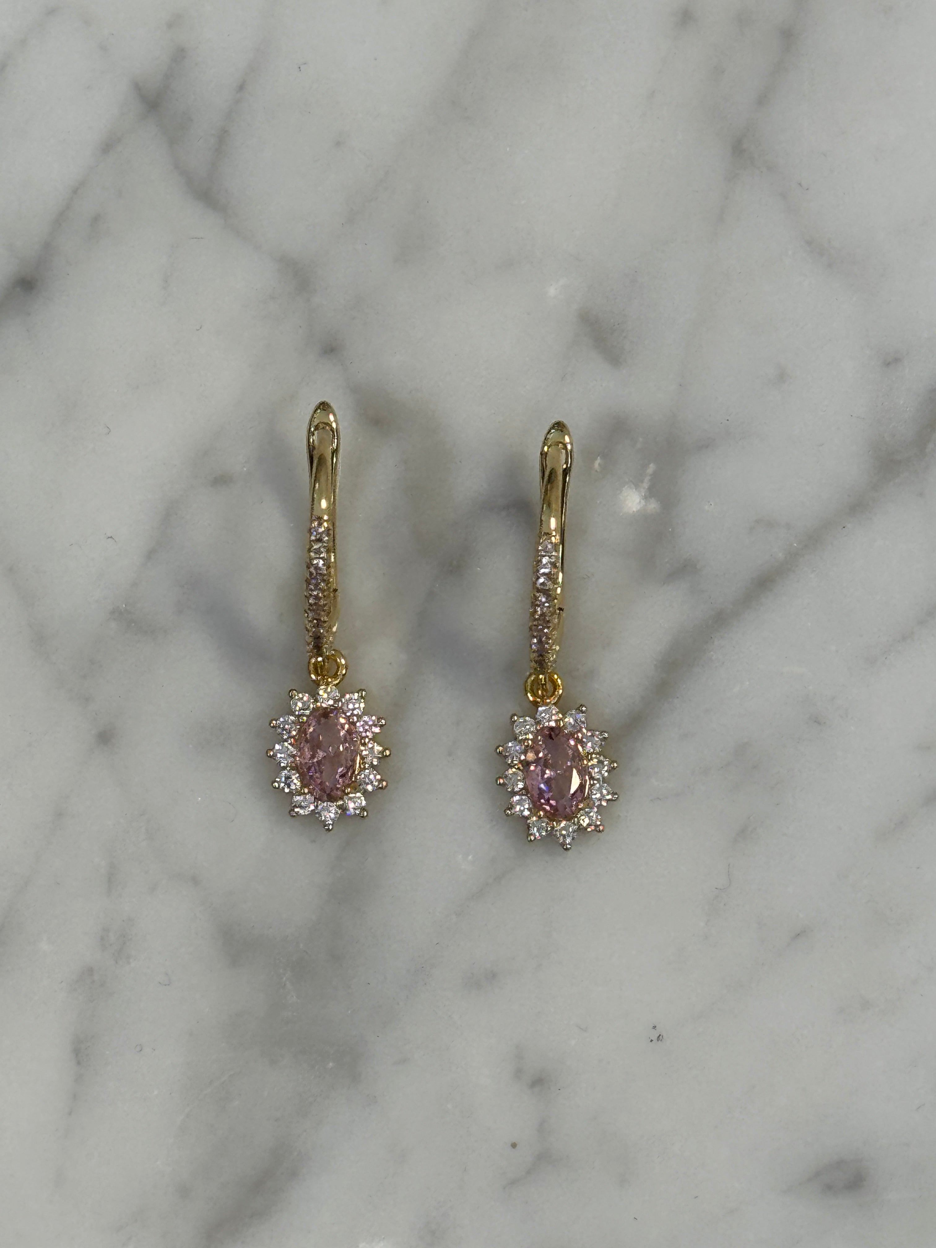 Boucles D’oreilles Ovale pampille Rose
