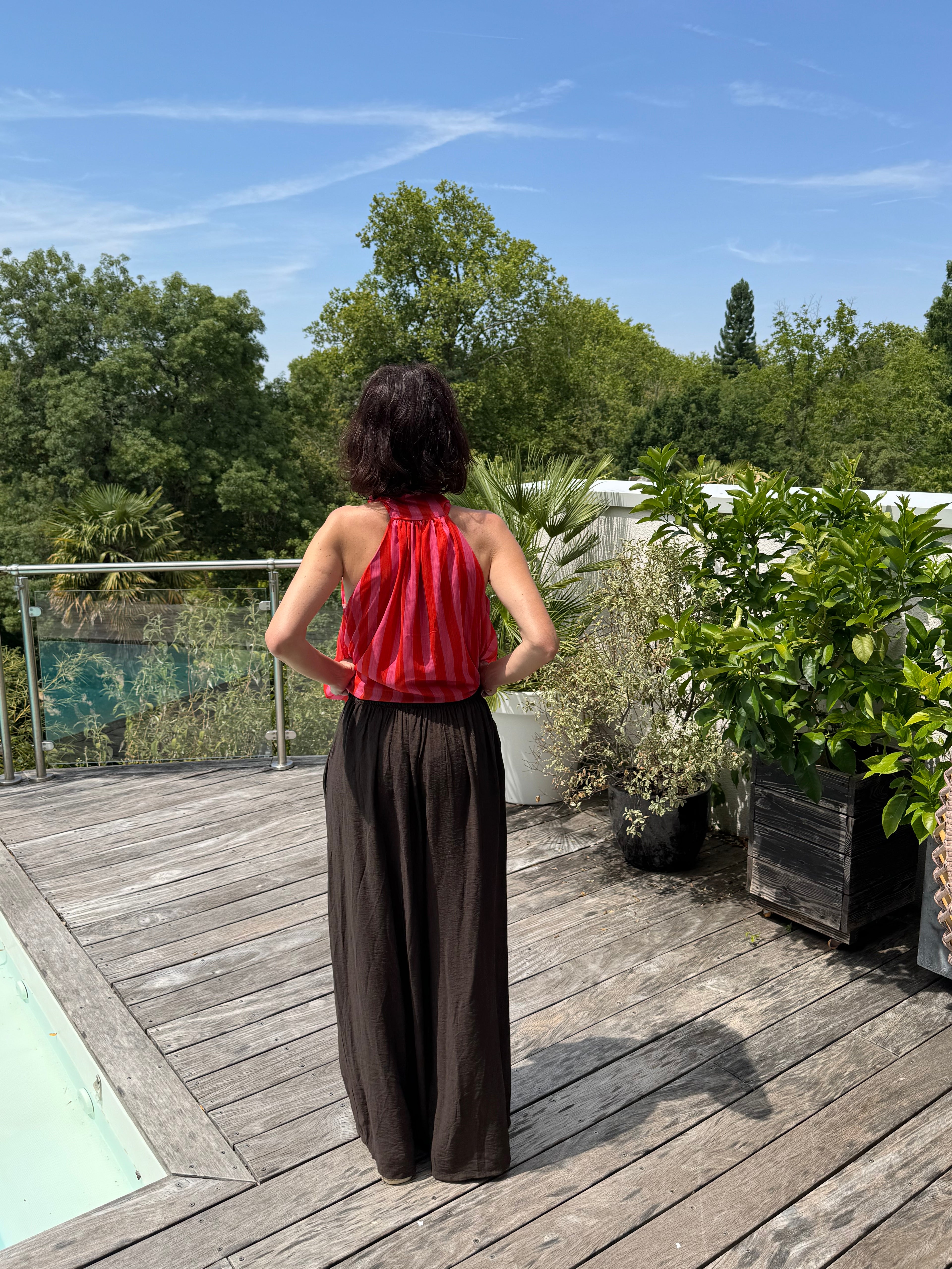 Pantalon Uni Viscose Choco
