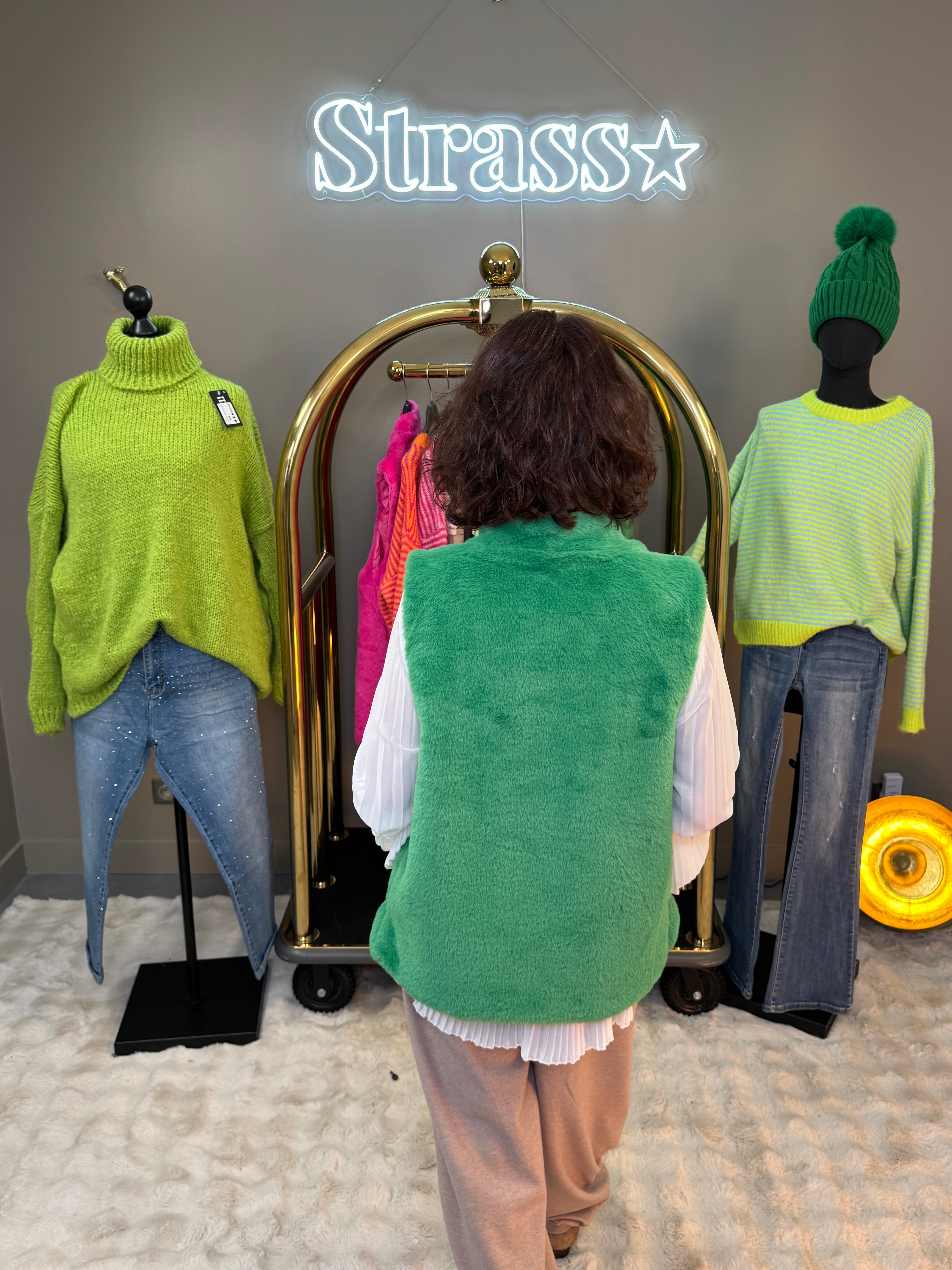 Sans Manche Fourrure Léonard Vert