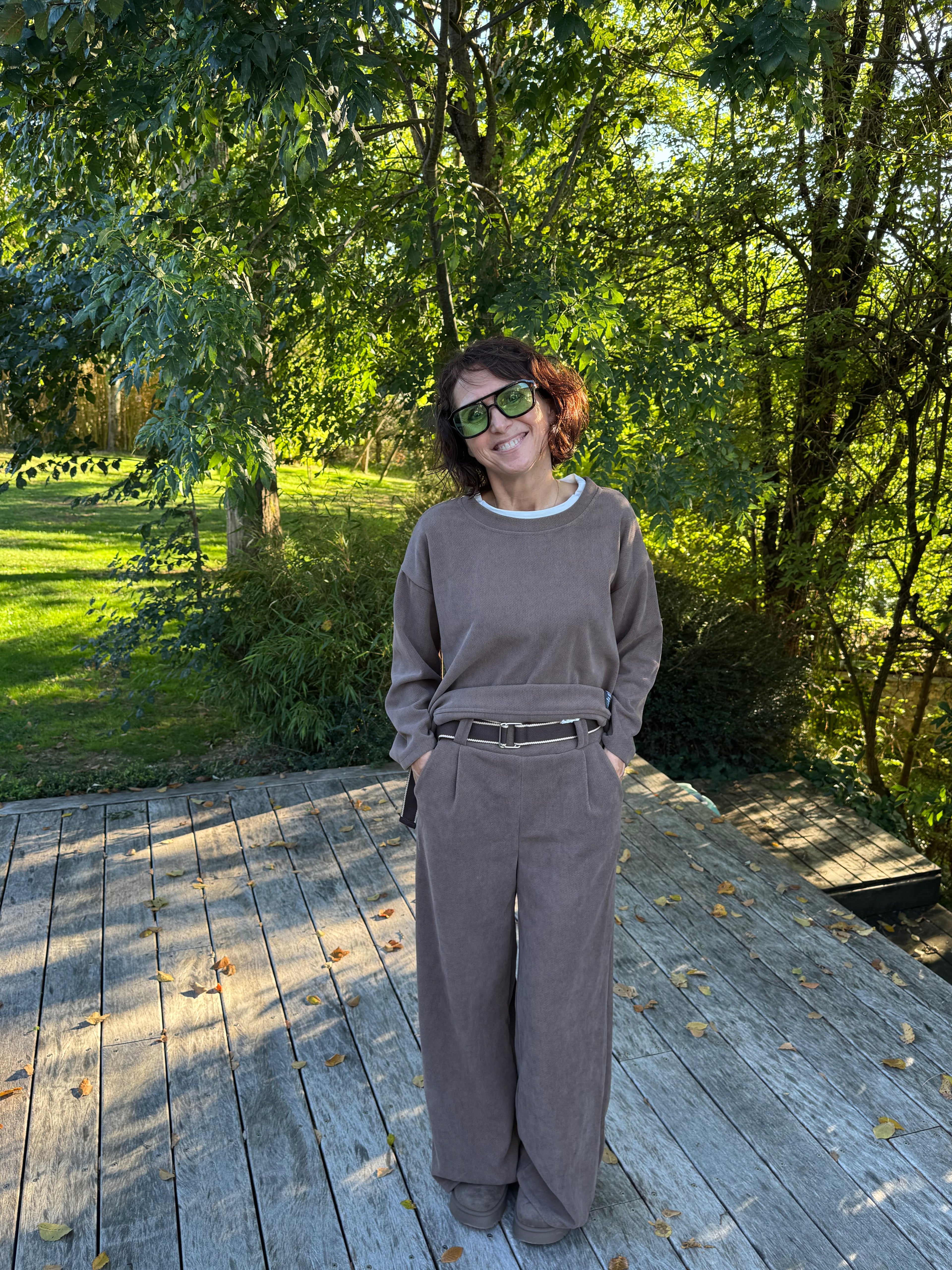 Pantalon sport chic taupe