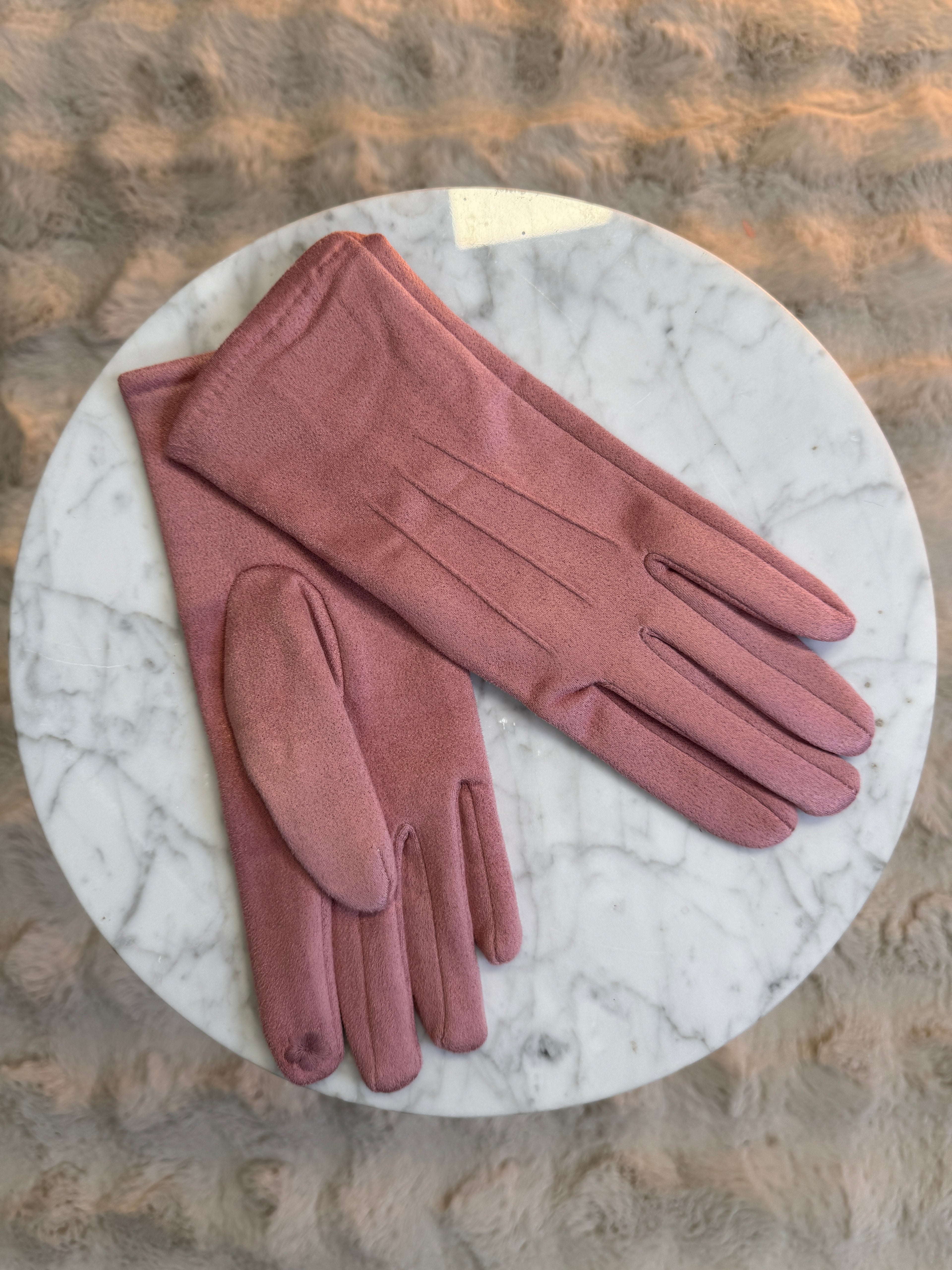 Gants Suédine Rose