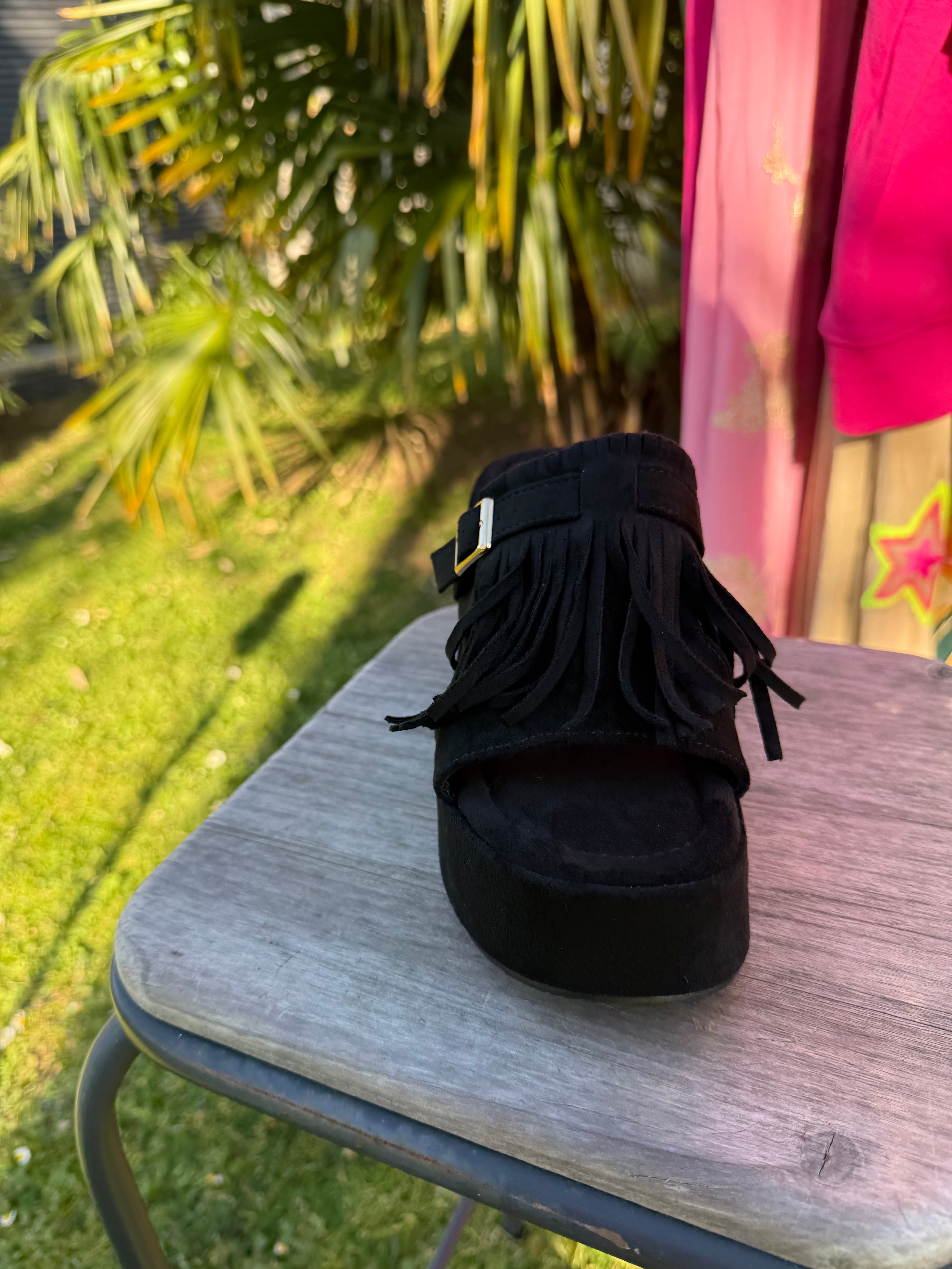 Sabot Mocassin Compensé Noir