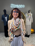 Foulard Wild Mind Camel et Vert