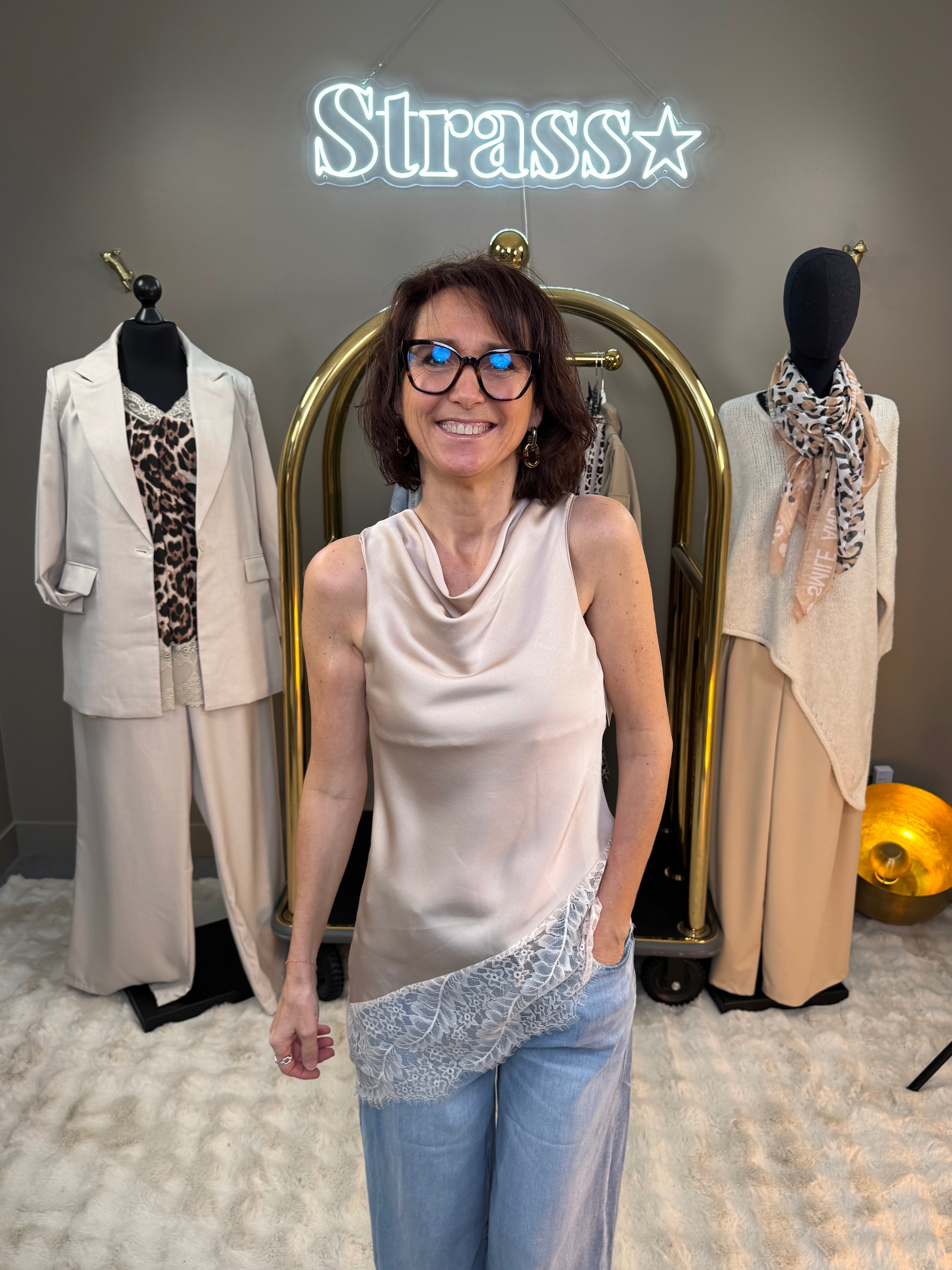 Top Dentelle Benitier Beige