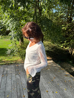 Top Dentelle Col V Blanc
